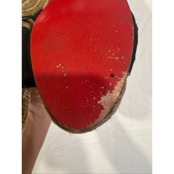 Christian LOUBOUTIN Black Cloth Espadrilles Wedges, Size 40 (10 US) - Picture 6 of 12